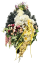 Smútočný veniec "Slza" umelé hortenzie, pivonky, chryzantémy, orchidey a doplnky 100cm x 55cm