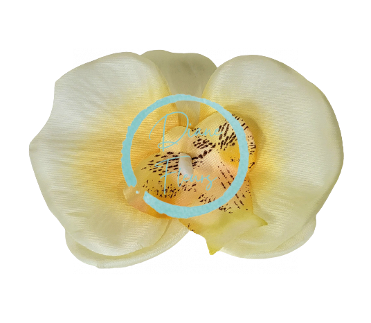 Cvetna glava orhideje 10cm x 8cm rumena umetna - cena je za paket 24 kosov