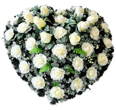 Artificial Wreath Heart Shaped with Roses 80cm x 80cm Cream