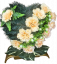 Nagrobni venec na stojalu Srce, vrtnice in dalije ter dodatki 45cm x 40cm