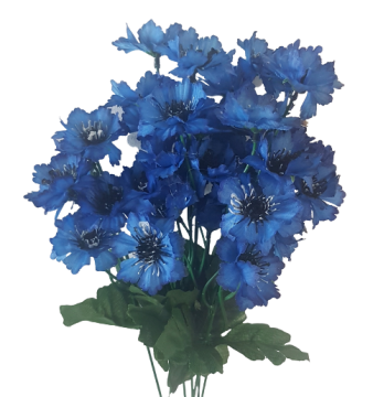 Ramo Di Fiordaliso Artificiale NAWEN - Blu, Lunghezza 65 Cm - Fiore Finto Decorativo