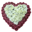 Smuteční věnec "Srdce" z umělých růží a hortenzií 80cm x 80cm vínový, krémový