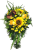 Díszített betontál fenyőből napraforgó, rózsák és kiegészítők 50cm x 28cm x 18cm