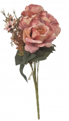 Ruže kytice staroružová "9" 48cm umelá