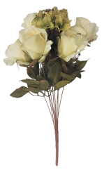 Buket ruža i hortenzija "9" krema 45cm umjetna