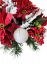 Smuteční aranžmán betonka umělá poinsettia vánoční hvězda, bobule, vánoční koule a doplňky 28cm x 20cm