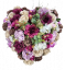 Smútočný veniec srdce s mixom umelých kvetov a doplnkami 55cm x 55cm