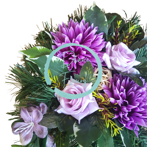 Arrangement mit künstlichen Chrysanthemen und Rosen & Zubehör Ø 28m x 16cm