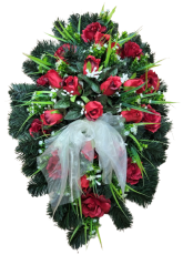 Pogrebni vijenac ovalan Ruže & dodaci 80cm x 55cm