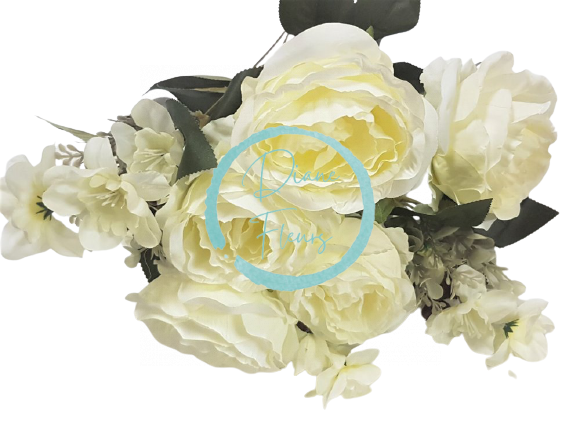 Ruža "9" buket 43cm bijela umjetna