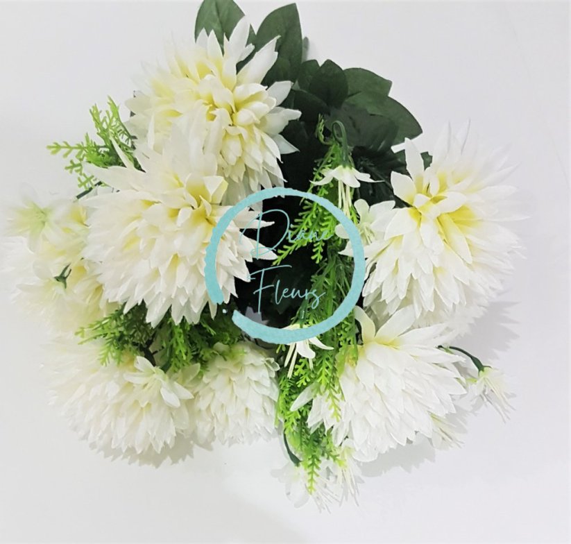 Künstliche Chrysantheme Strauß x9 45cm Weiß