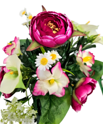 Umelá kytica Pivonka, Alstromeria, Kala a doplnky 42cm vínová