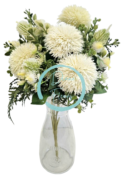 Cardo e accessori grande Mazzo 40 cm crema artificiale