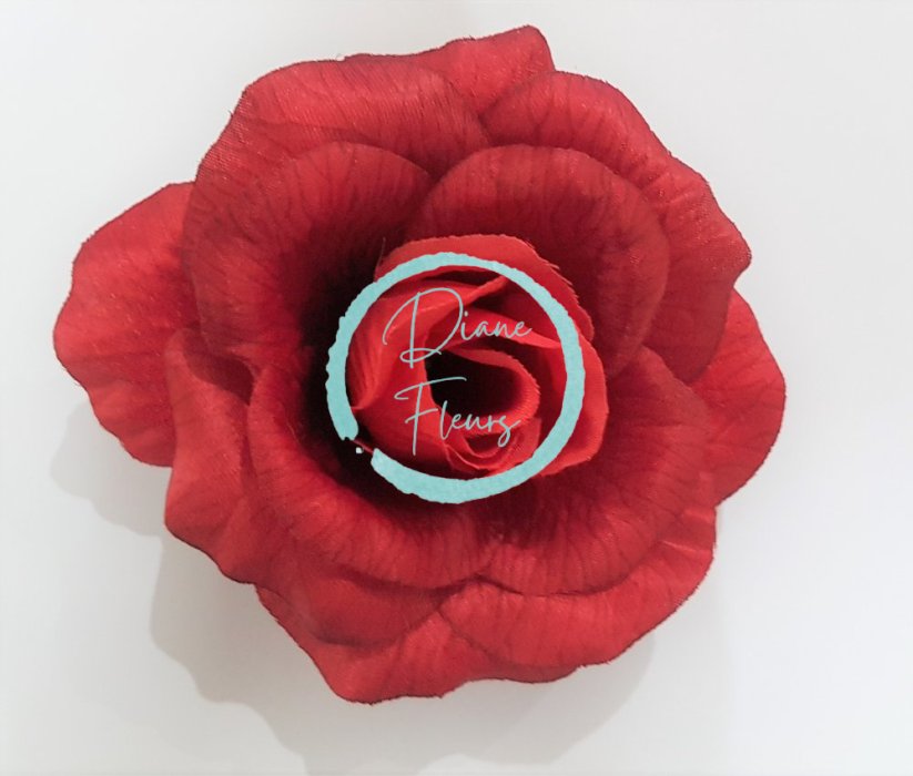 Główka kwiatowa róży 3D O 10cm czerwona sztuczna
