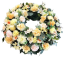 Temetési fenyőkoszorú Exkluzív hortenzia, rózsák, krizantém, dáliák, clematis és kiegészítők 80cm