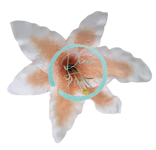 Lalia hlava kvetu Ø 16cm biela, oranžová umelá
