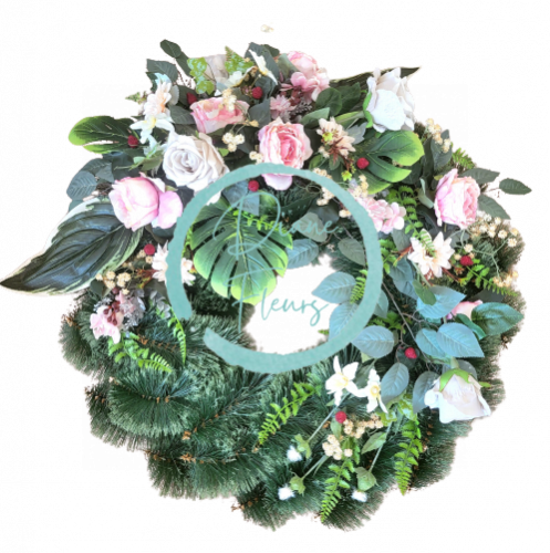 Luksuzni umjetni vijenac za bor, ekskluzivni ruže, božuri, hortenzije, gerbere i dodaci 70cm x 80cm