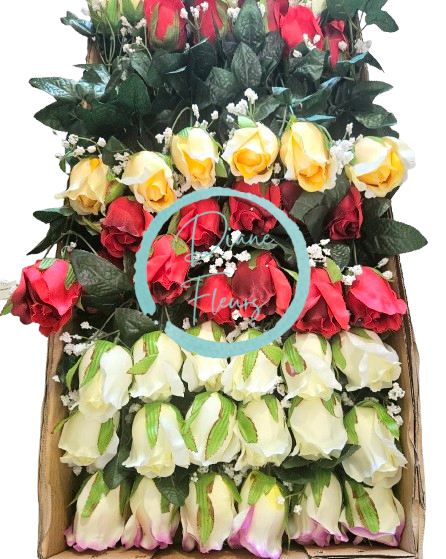 Műrózsa 48cm művirág - az ár 72 db-os csomagra vonatkozik - színkeverék