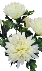 Artificial Chrysanthemums x5 Bouquet 50cm Cream - Best price