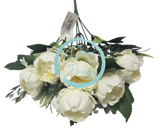 Buchet de bujori "7" 30cm alb flori artificiale