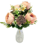 Artificial bouquet of peonies, thistle, fern and accessories 50cm pink