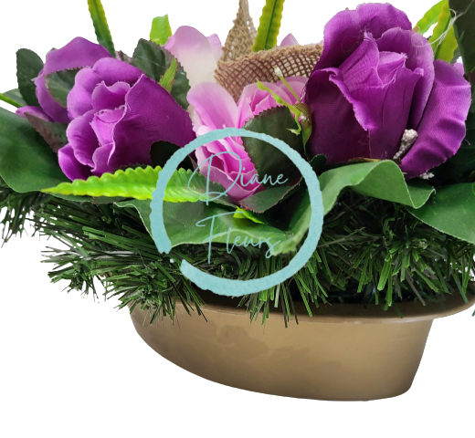 Žalni aranžma iz umetnih vrtnic in dodatkov 55cm x 28cm x 16cm