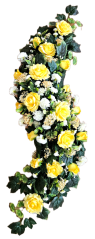 Wianek pogrzebni sztuczne róże, goździki i dodatki 130cm x 40cm