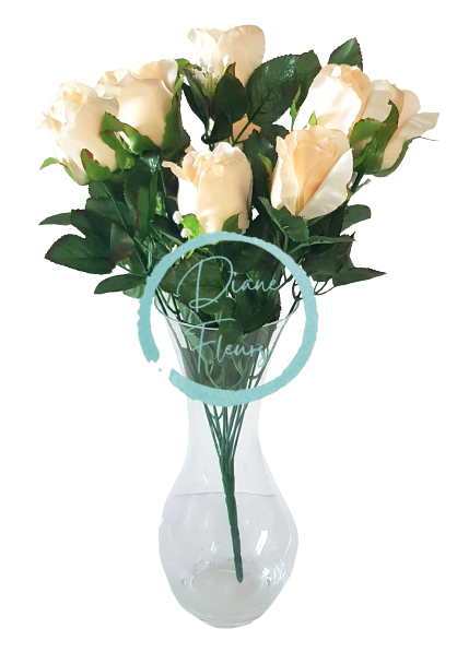 Buchet de trandafiri bej "12" 45cm flori artificiale