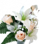 Umělá kytice plochá růže, lilie a doplňky x18  74cm x 35cm krémová a růžová