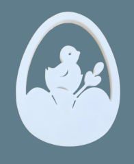 Ozdoba jajko z kurczątkiem 3D wykonana z tworzywa sztucznego nadającego się do recyklingu 8cm x 5cm
