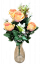 Růže kytice x12 47cm broskvová umělá