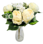 Pivoňky Peonie & Hortenzie kytice 46cm umělá krémová