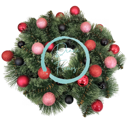 Luxusní umělý borovicový věnec Exclusive zdobený vánočními koulemi 40cm
