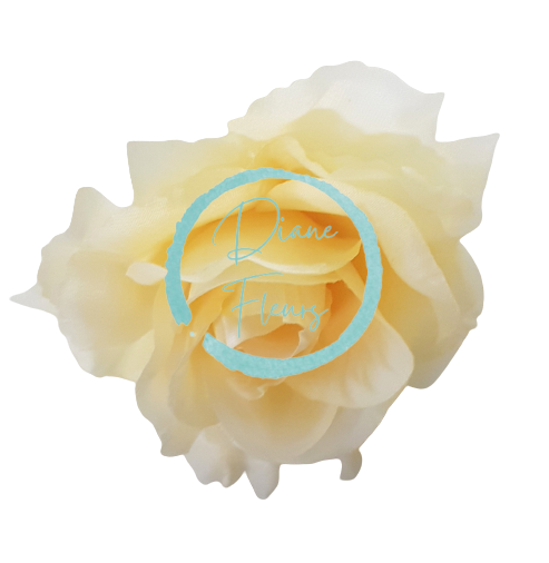 Testa di fiore di rosa artificiale giallo chiaro O 10cm
