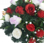 Smútočný veniec z umelých ruží a pivoniek Ø 44cm červená, fialová, krémová