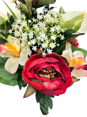 Bukiet sztuczny Piwonia, Alstromeria, Kalia i dodatki 42cm czerwony