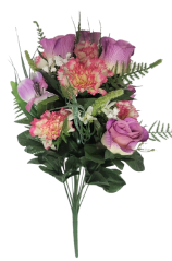 Künstliche Rosen & Alstroemeria & Nelke Strauß x18 Lila 50cm