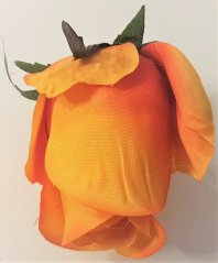 Ruža puk hlava kvetu O 8cm Oranžová umelá