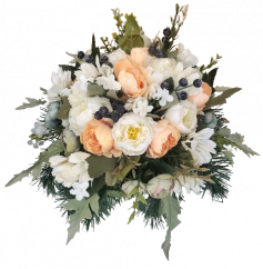 Sympathy arrangement made of artificial Peonies and Accessories 30cm x 17cm