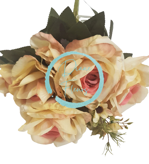 Artificial Roses Bouquet Pink & Peach "9" 18,9 inches (48cm)