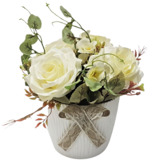 Artificial Roses in flowerpot O 22cm x height 20cm Cream wind resistant