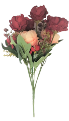 Bukiet piwonii "7" 30cm bordowo-różowy sztuczny
