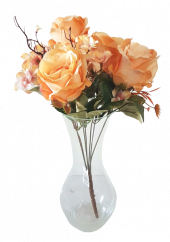Růže a Hortenzie kytice x7 44cm oranžová umělá