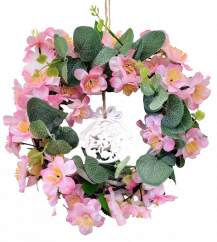 Proutěný věnec třešňové květy a doplňky Ø 23cm