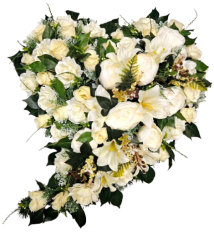 Artificial Wreath Heart Shaped with Roses, Peonies, Lilies and Accesories 65cm x 65cm