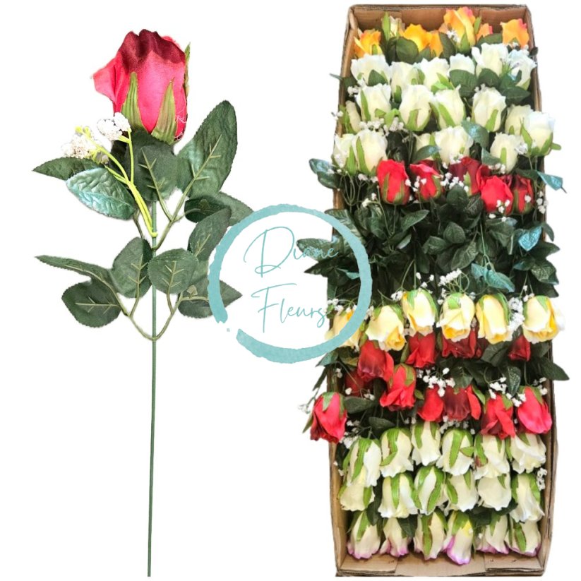 Műrózsa 48cm művirág - az ár 72 db-os csomagra vonatkozik - színkeverék