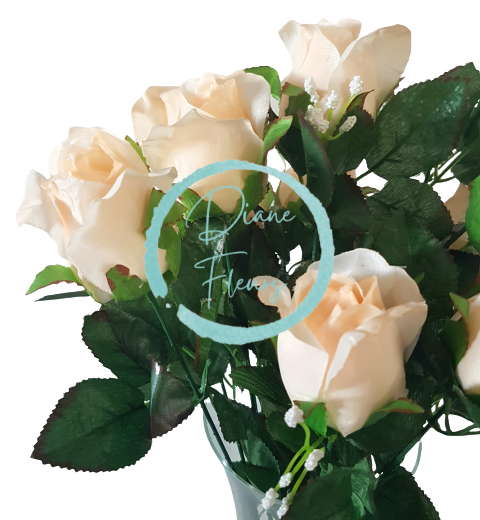 Ruže kytica béžová "12" 45cm umelá