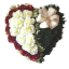 Piękny wieniec pogrzebowy "Serce" wykonany ze sztucznych róż o wymiarach 55cm x 55cm