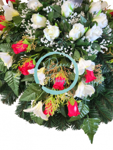 Artificial Wreath Ring Shaped with Roses, Lilies, Alstroemeria and Accessories Ø 80cm