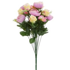 Exclusive Buket Ruže, Anemone, Božuri x18 60cm ljubičasta, žuta umjetni